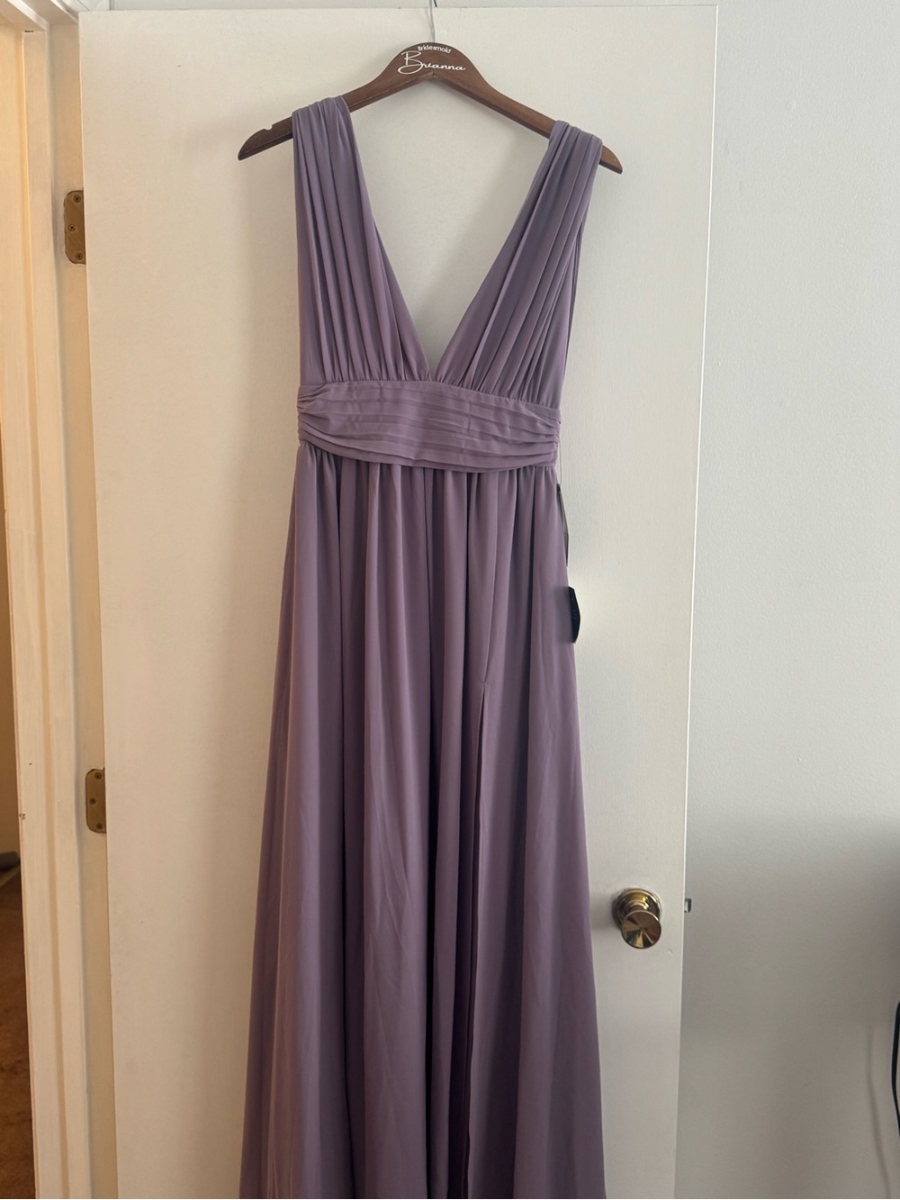 Lulu's Lavender Pleated V-Neck Maxi Dress
